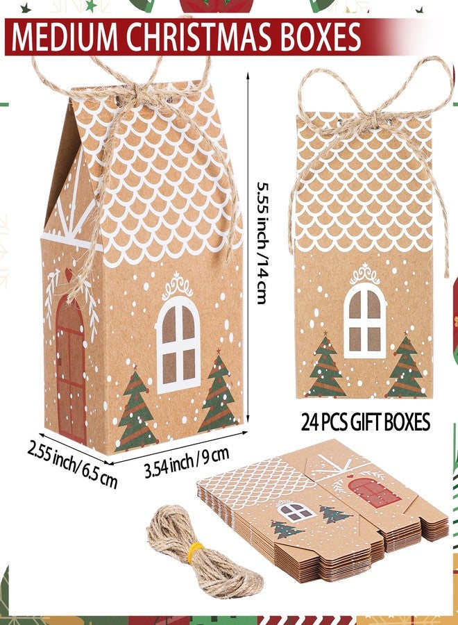 woric 24 Pieces Medium Christmas Party Favor Boxes Treat Boxes, Gift Boxes for Advent Calendar Candy Xmas Treats Cookies Decorations(5.5" x 3.5" x 2.5") - Image 2